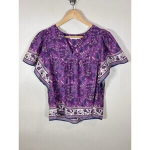 C&C California Womens Top Peasant Boho Cotton FESTIVAL Beach HIPPIE Cottage L